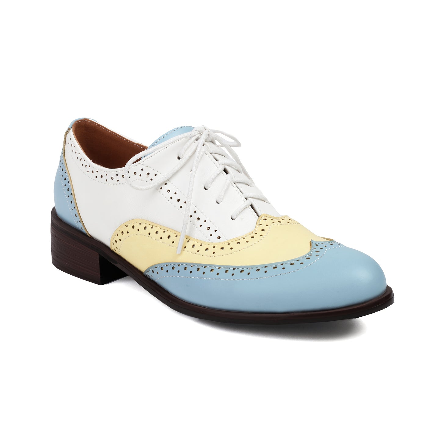 EROCALLI Perforated Retro Wingtip Brogue Pumps for Women