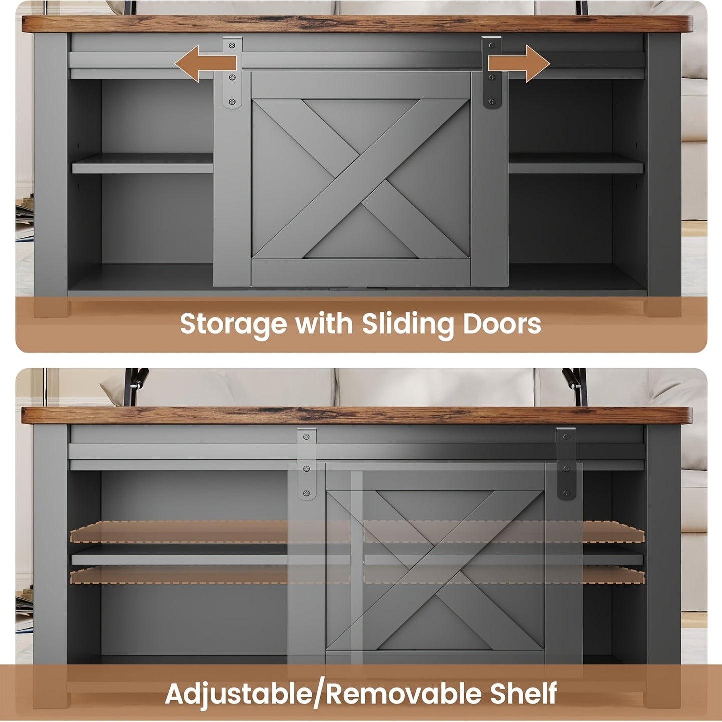 MSMASK Farmhouse Lift Top Coffee Table With Storage