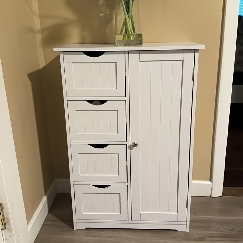 Elegant White Bathroom Storage Cabinet with Drawers for Organization