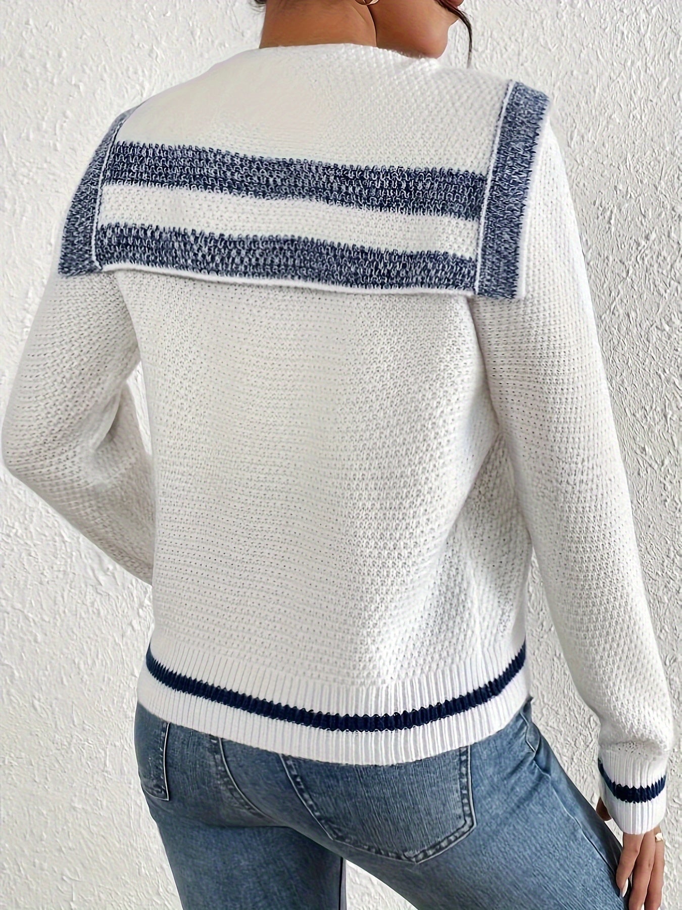 Womens Elegant Color Block Button Front Cardigan for Casual Wear