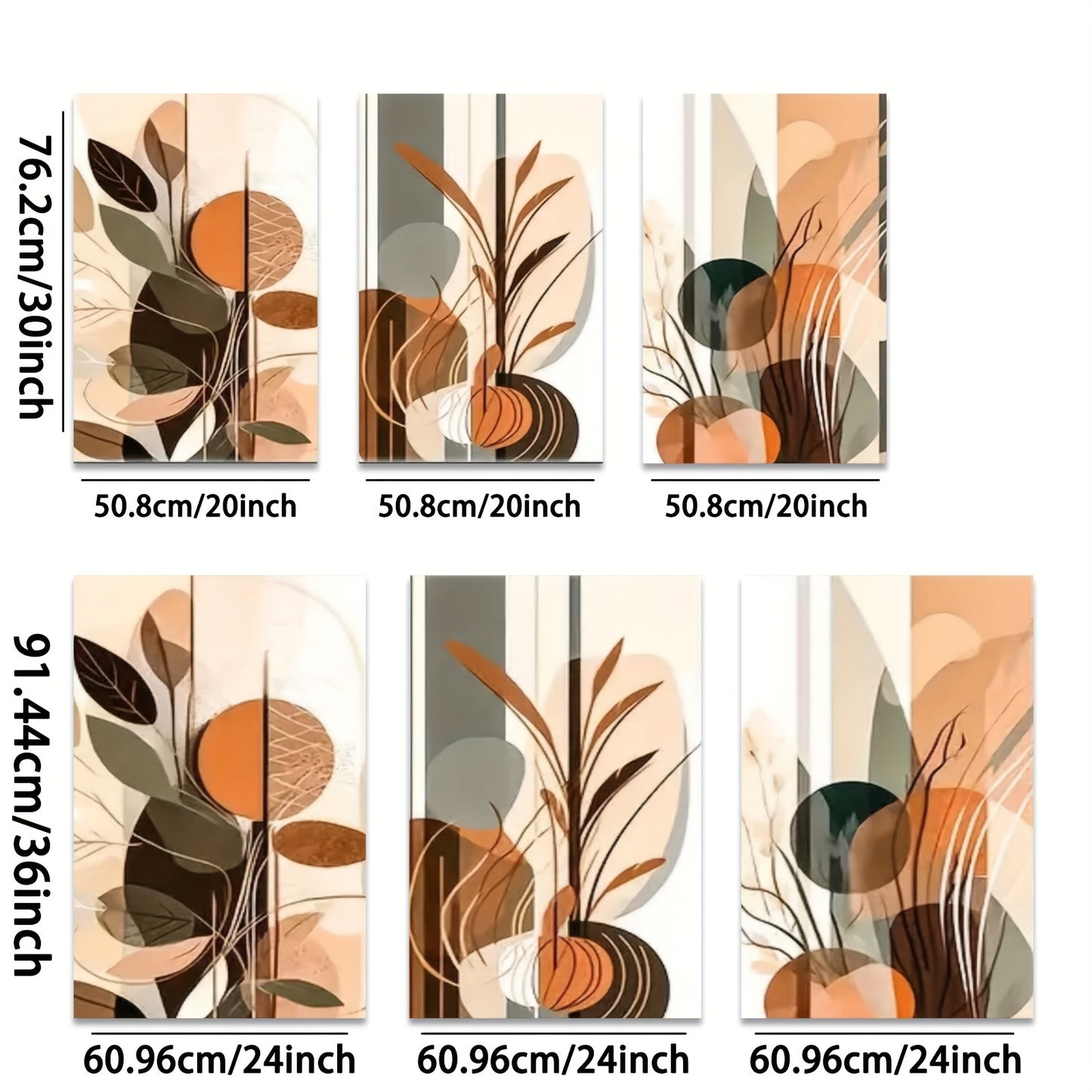 Wooden Framed Abstract Geometric Wall Art Set for Home Decor