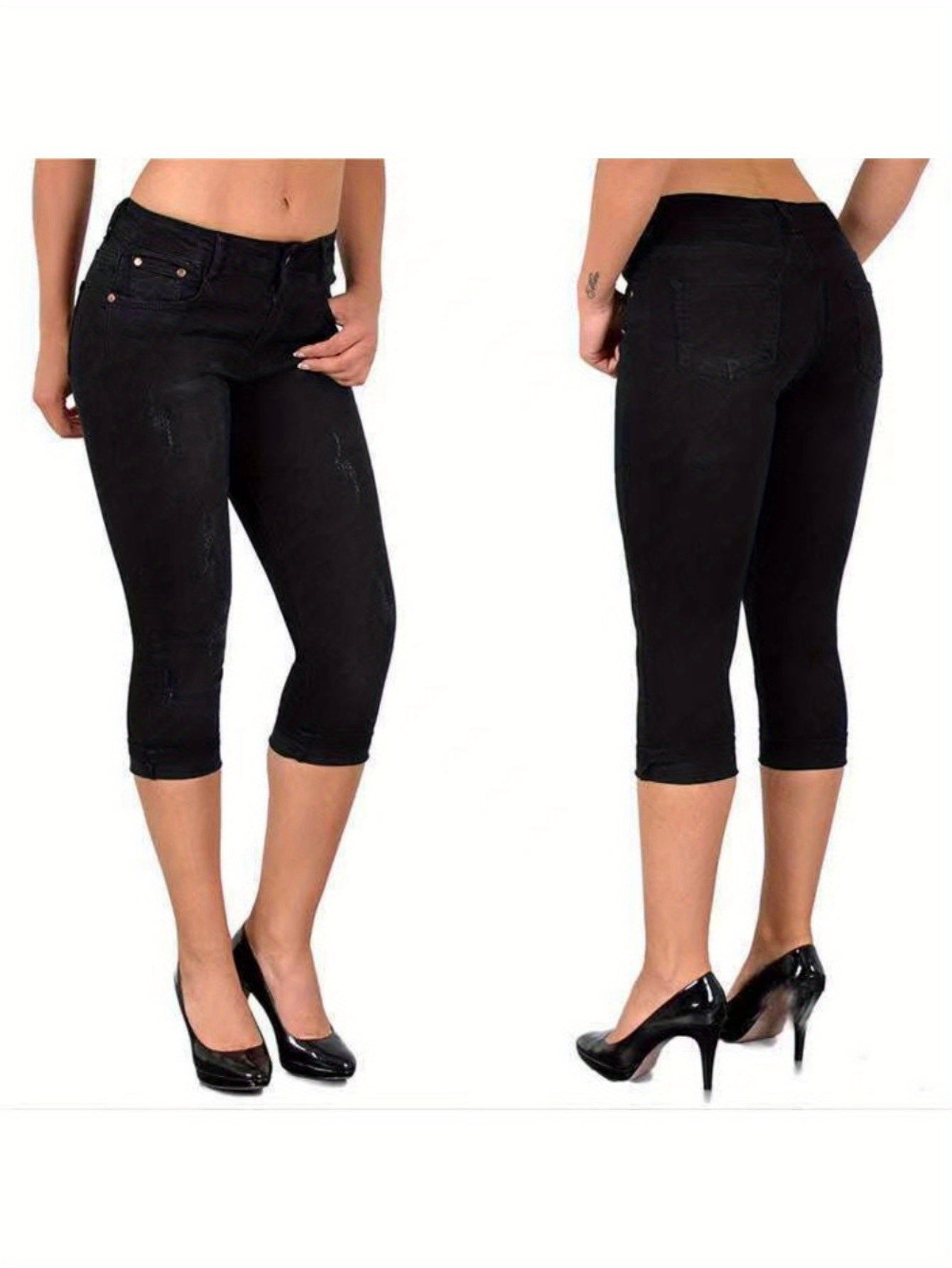 Women's Stretch Skinny Capri Jeans for Casual Summer Style