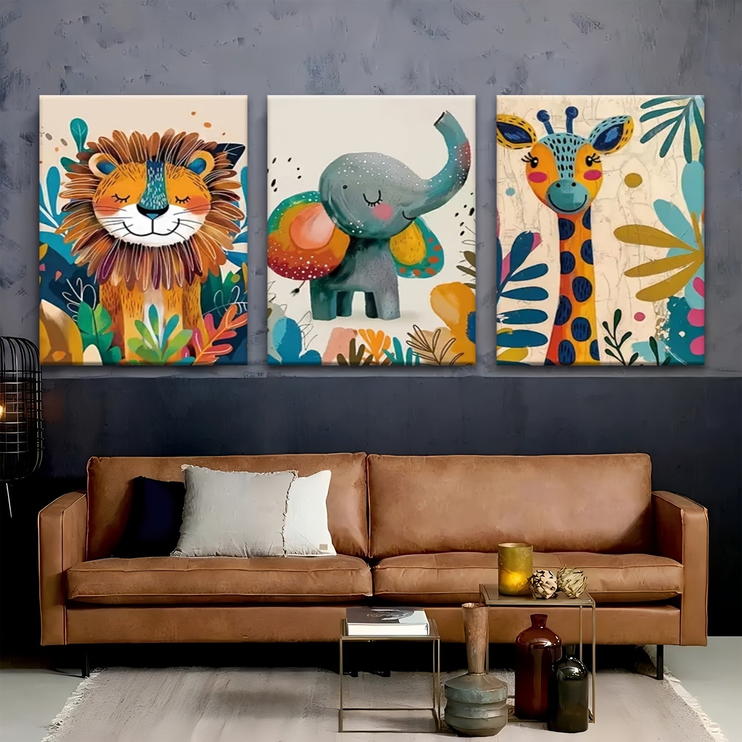 Wooden Framed Animal Wall Art Set for Stylish Home Decor