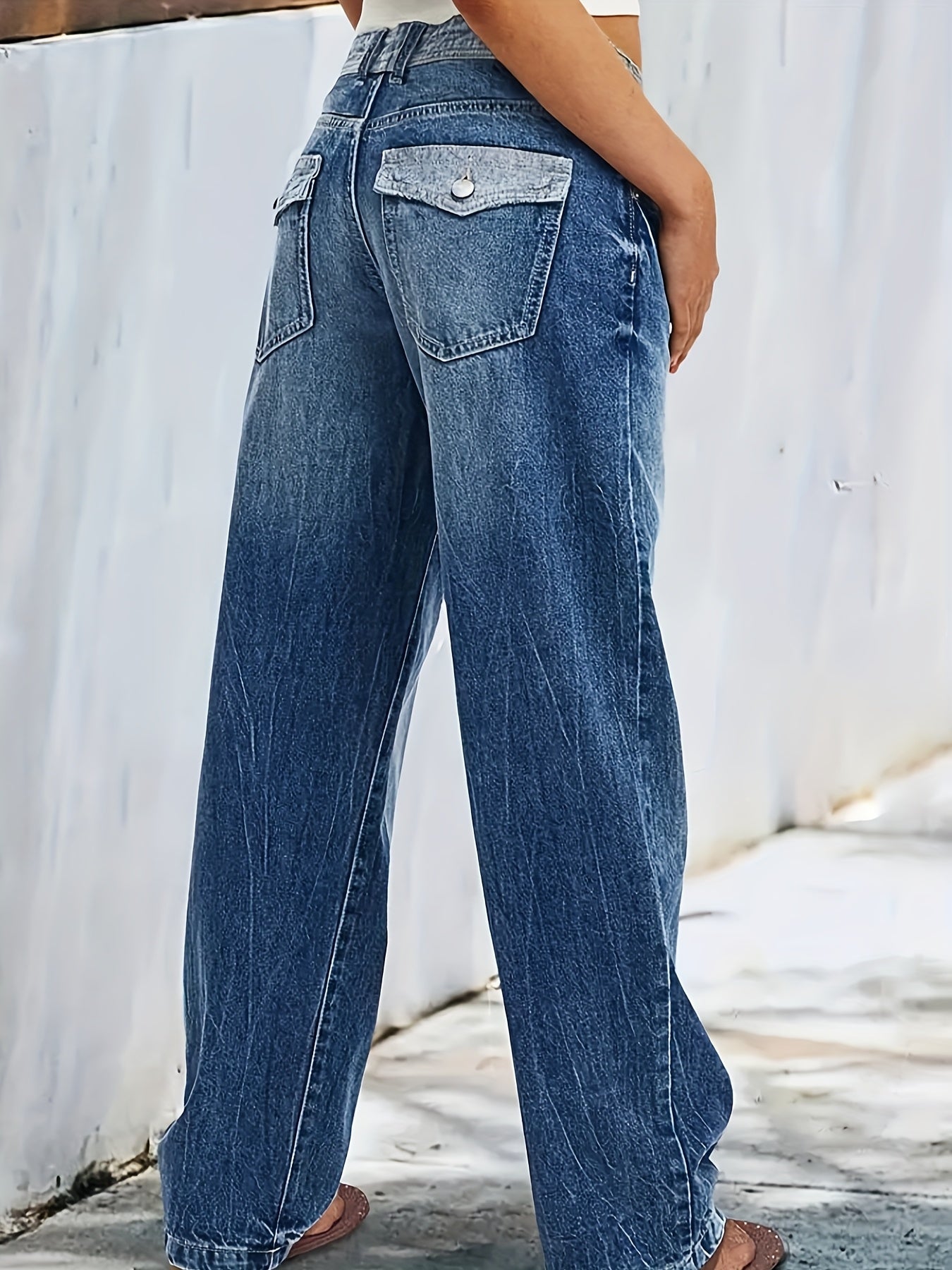 HME Patchwork Straight Leg Denim Pants For All Seasons