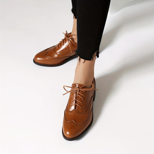 EROCALLI Perforated Retro Wingtip Brogue Pumps for Women