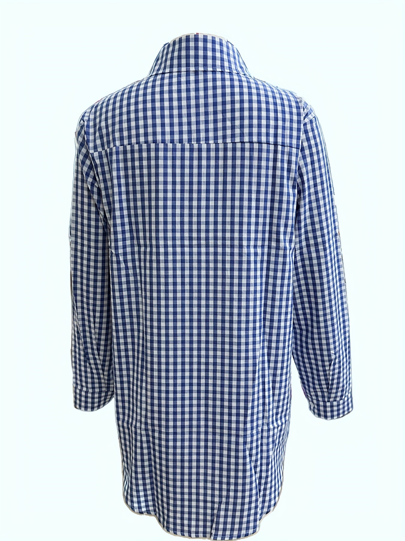 Vintage Gingham Shirt For Women Long Sleeve Button Up