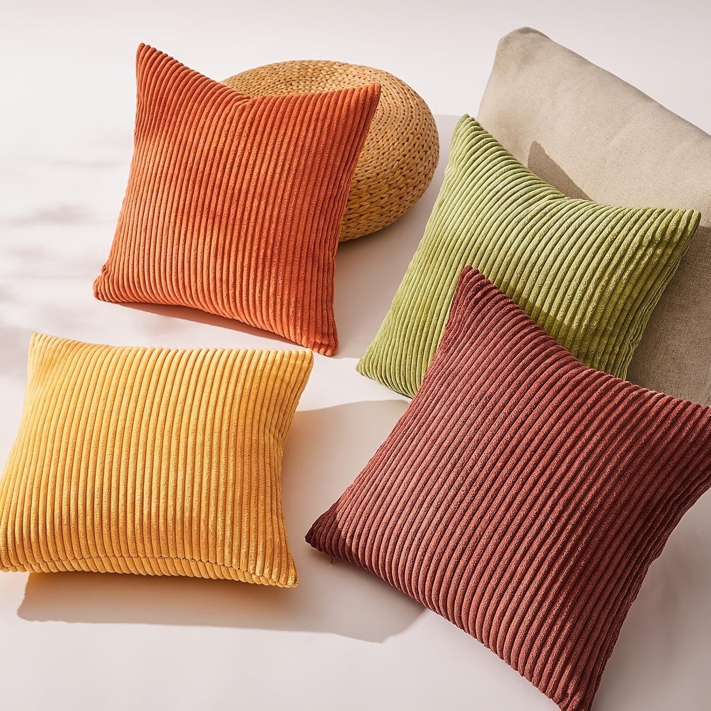 Bocwre Bohemian Corduroy Pillow Covers 4pc Zipper Washable