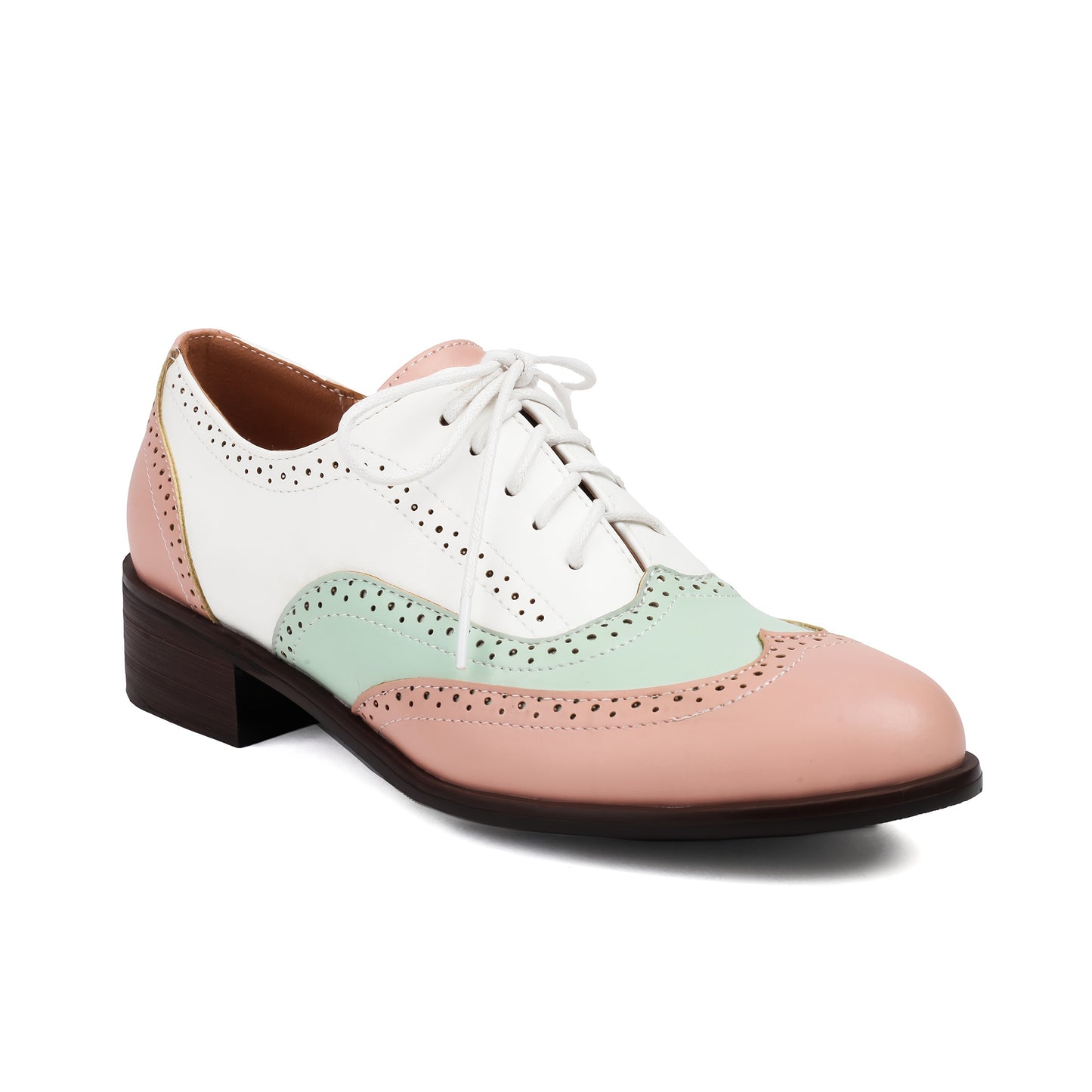 EROCALLI Perforated Retro Wingtip Brogue Pumps for Women