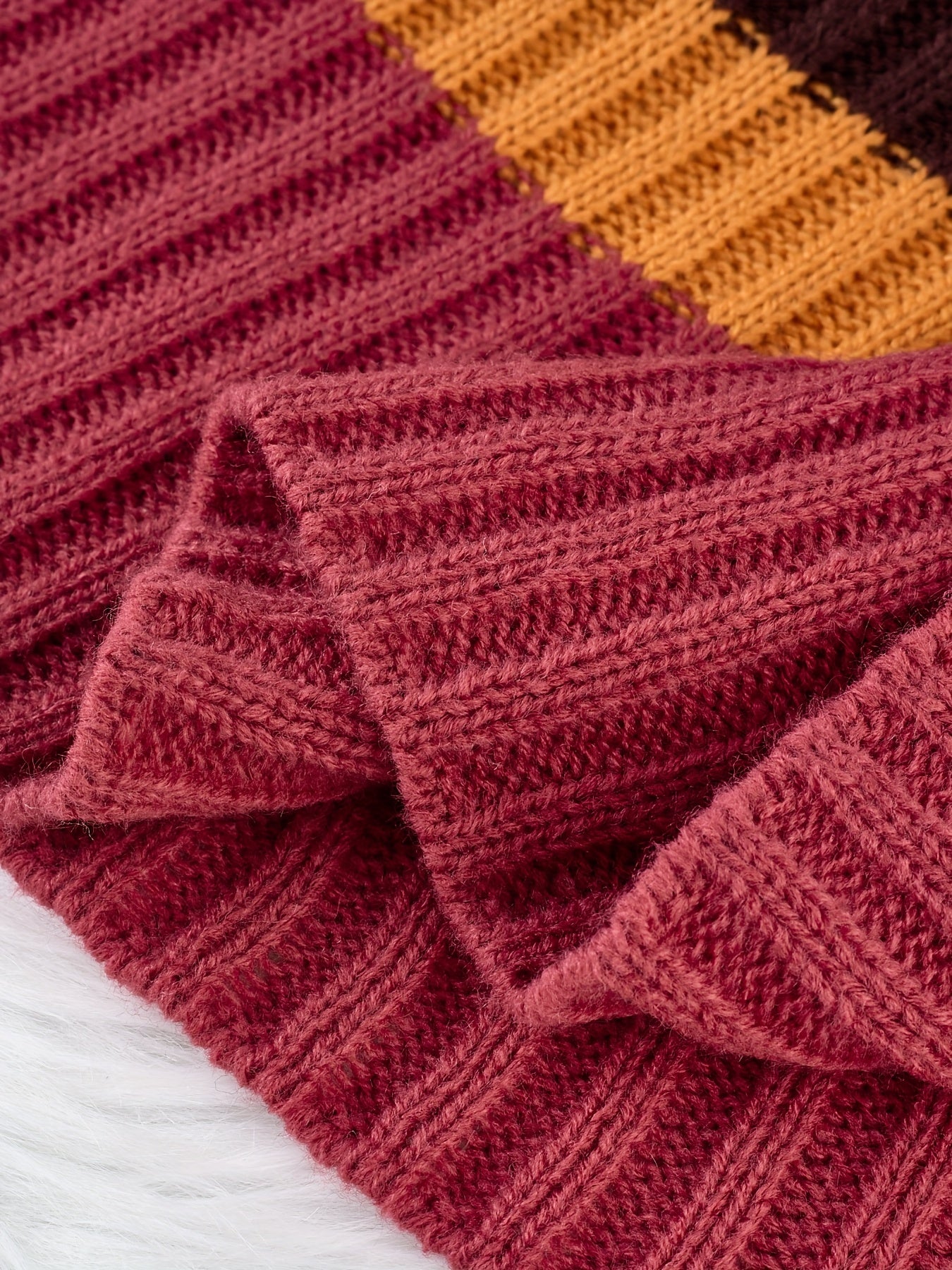 Nian Nian Selection Block Striped Knit Sweater Dress