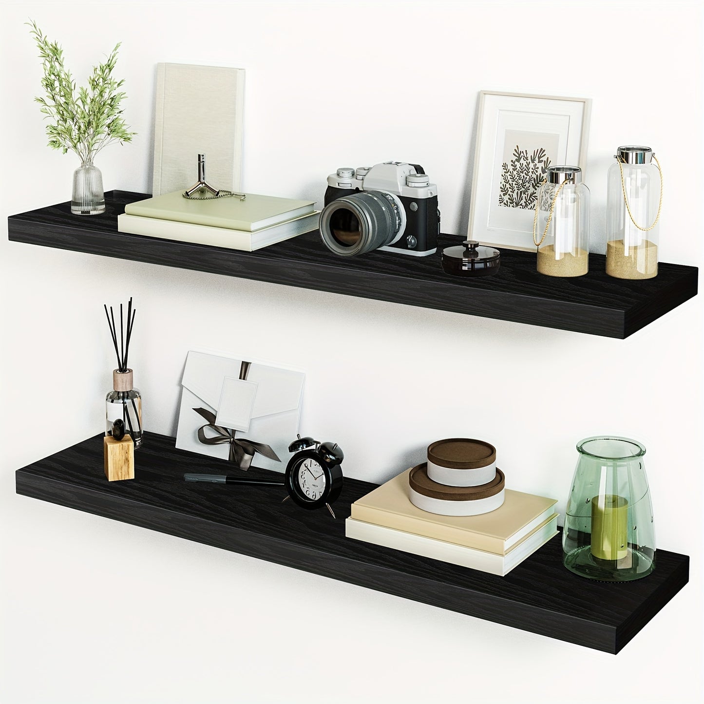 Rustic Floating Wall Shelves with Invisible Brackets for Decor