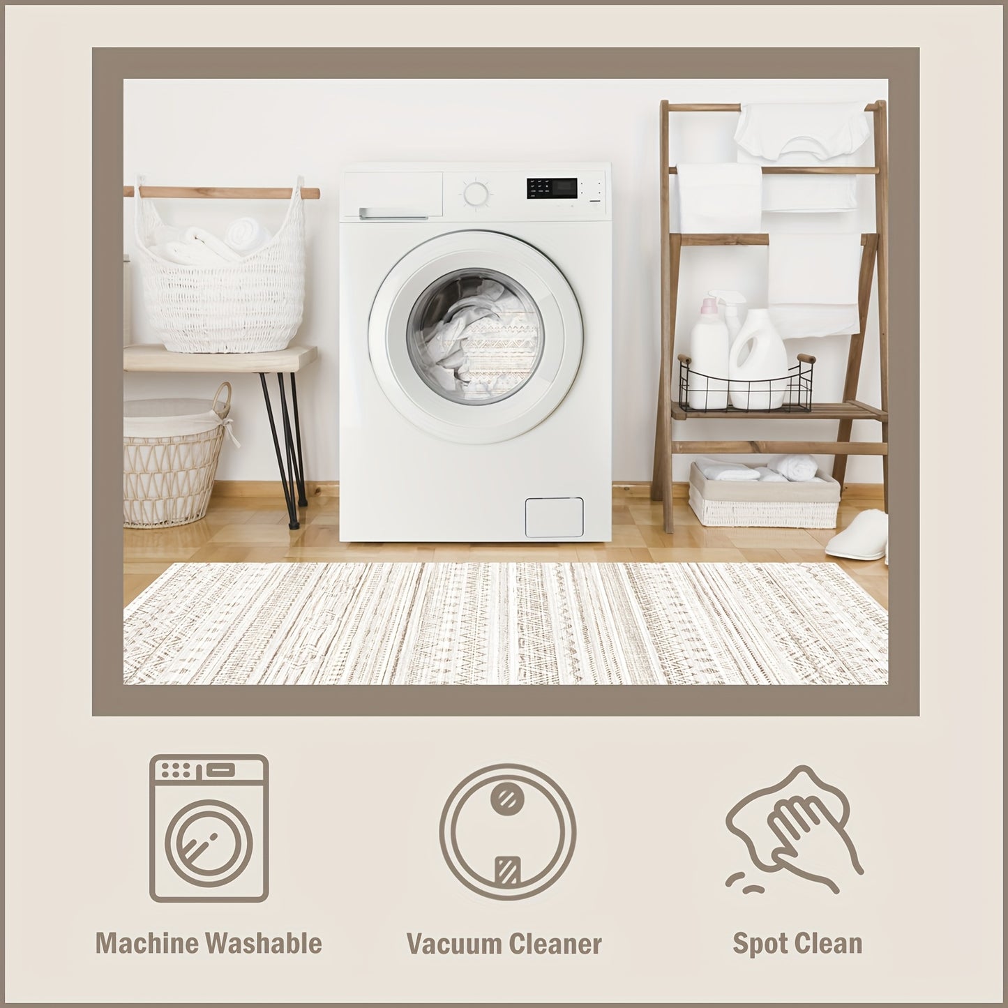 Bluebow Boho Moroccan Area Mat Machine Washable Low Pile