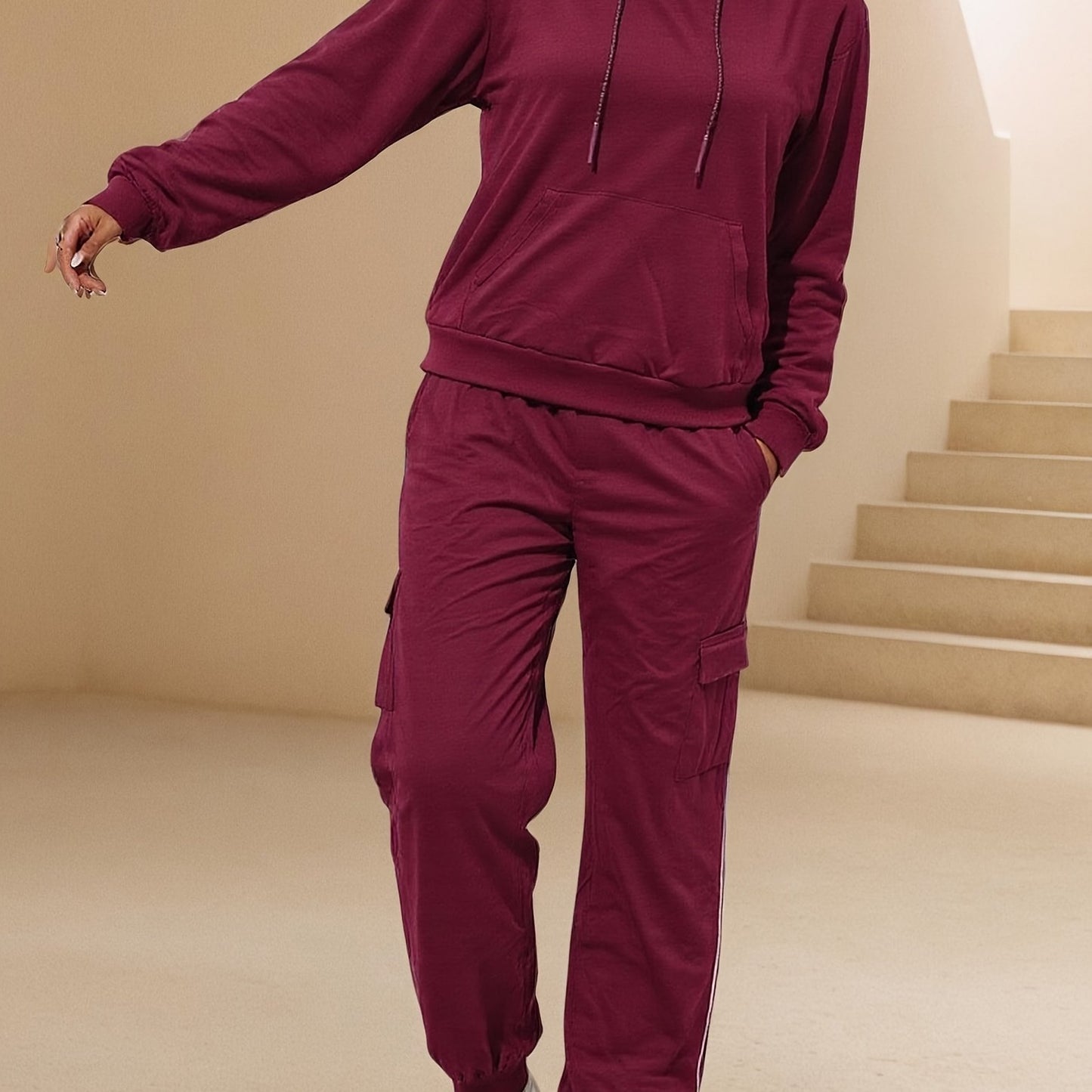 Women's Hoodie Set With Lantern Pants Casual Chic Outfit