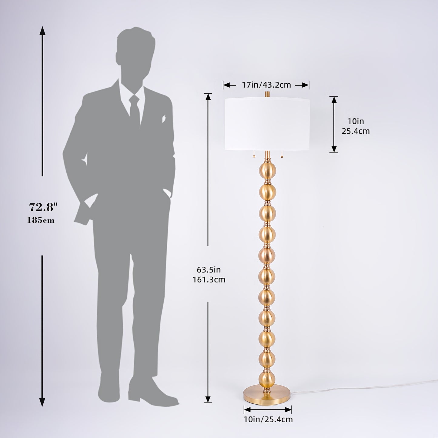 STANBOW Modern Floor Lamp With Linen Shade And Dual Pull