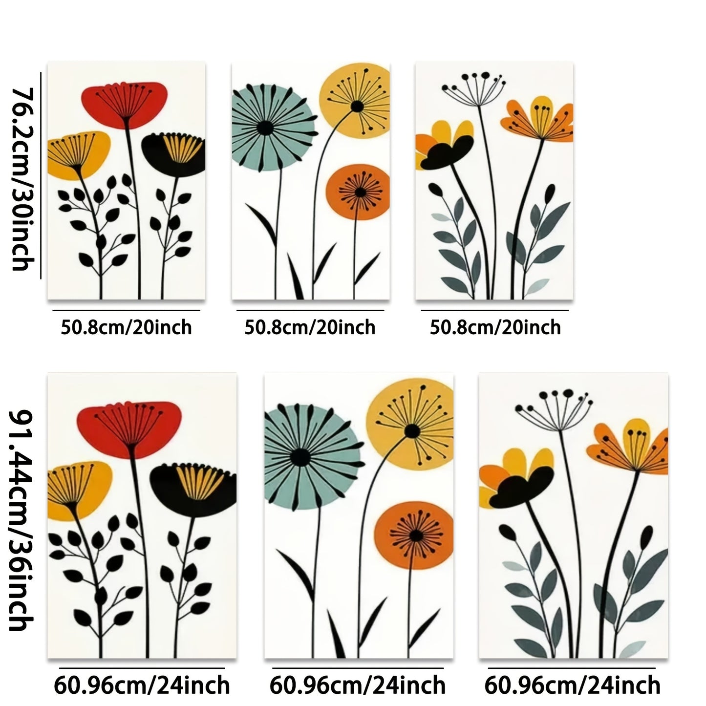 Nordic Style Flower With Wooden Framed Wall Art Canvas