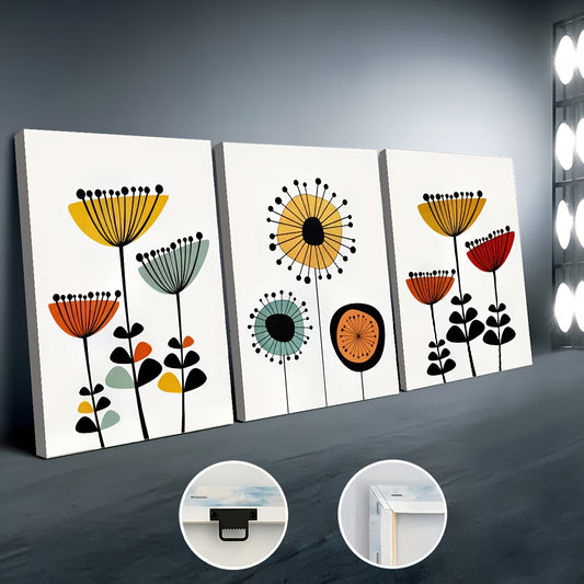 Framed Canvas Art Set Modern Medieval Flower Wall Decor