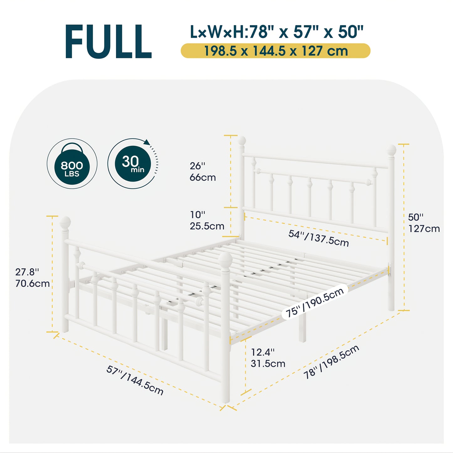 Weeway Modern Metal Platform Bed Frame with Under Bed Storage