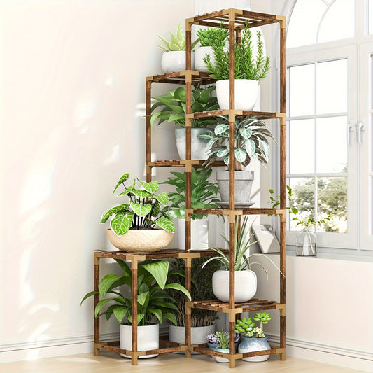 Multi-Tiered Wooden Plant Stand for Indoor and Outdoor Decor