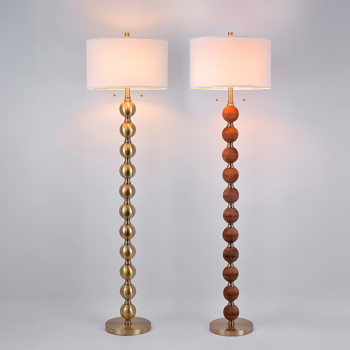 STANBOW Modern Floor Lamp With Linen Shade And Dual Pull