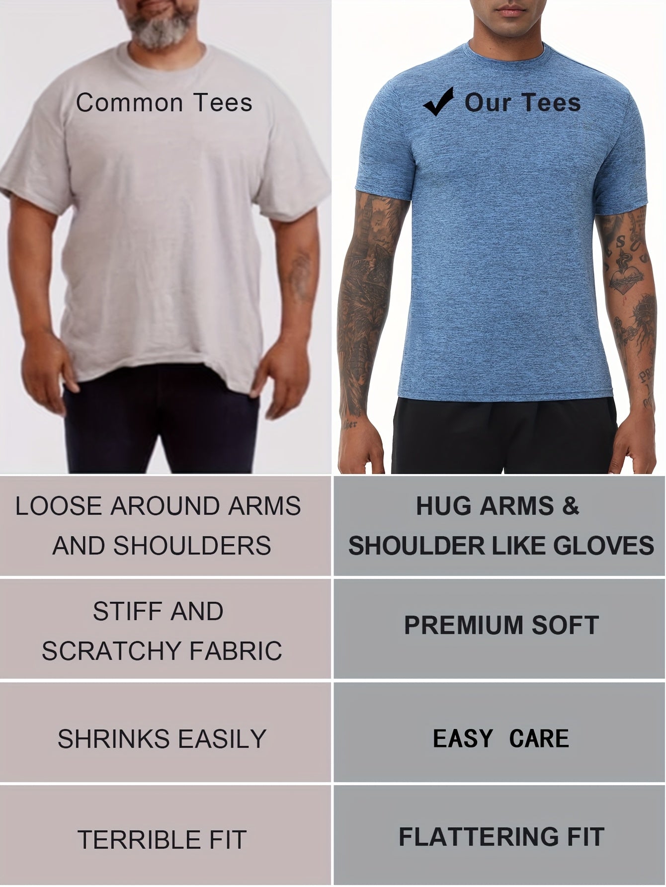 Exarus Men's Moisture Wicking Athletic Short Sleeve Shirt