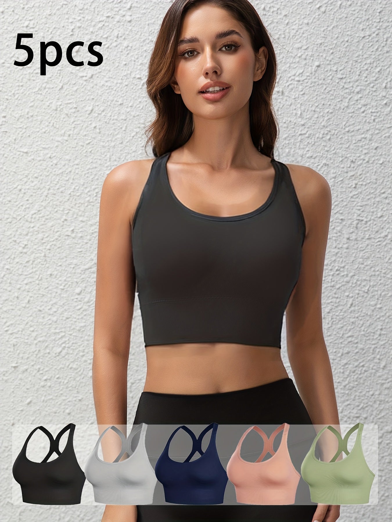 High-Support Wireless Sports Bra with Removable Pads and Crisscross Design
