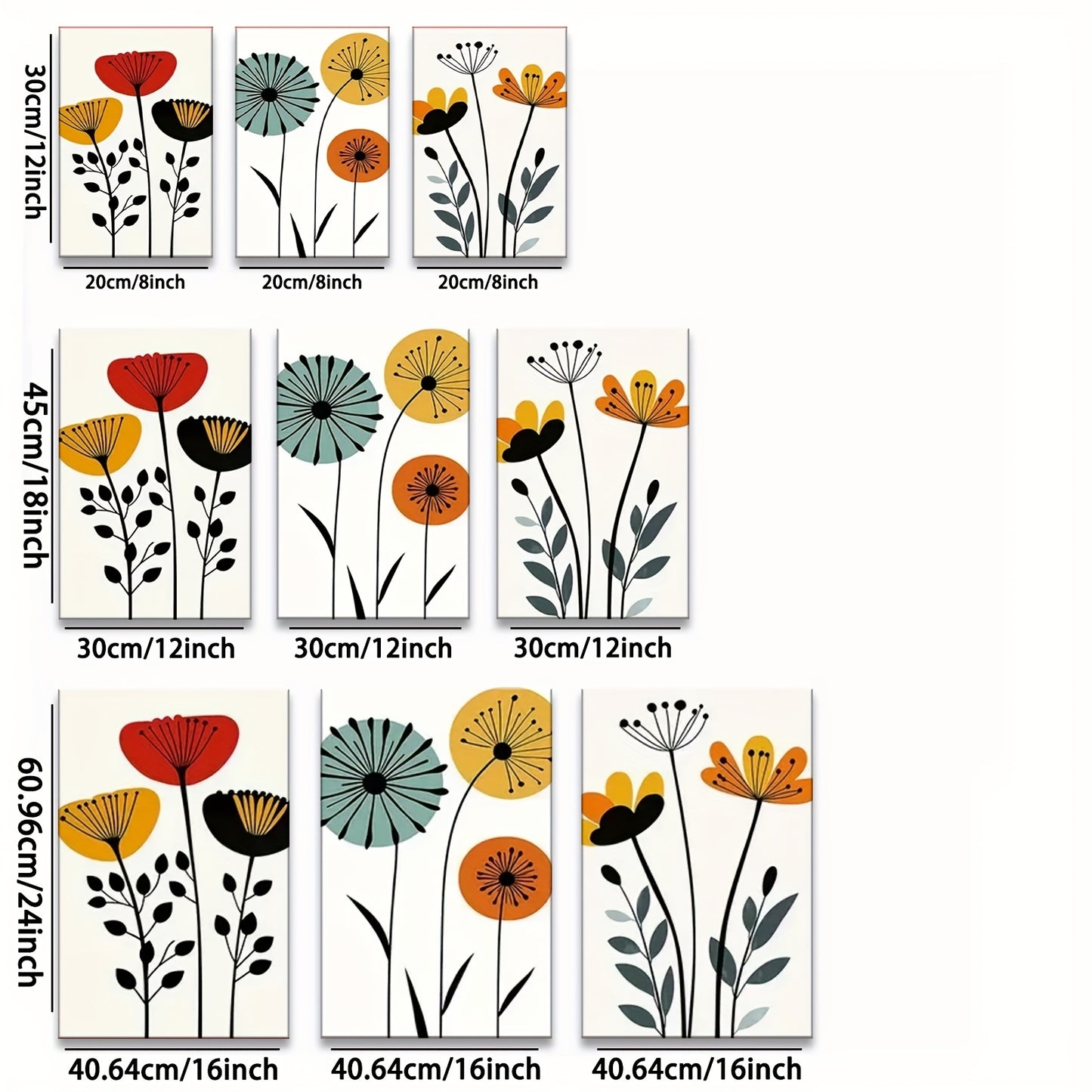 Nordic Style Flower With Wooden Framed Wall Art Canvas