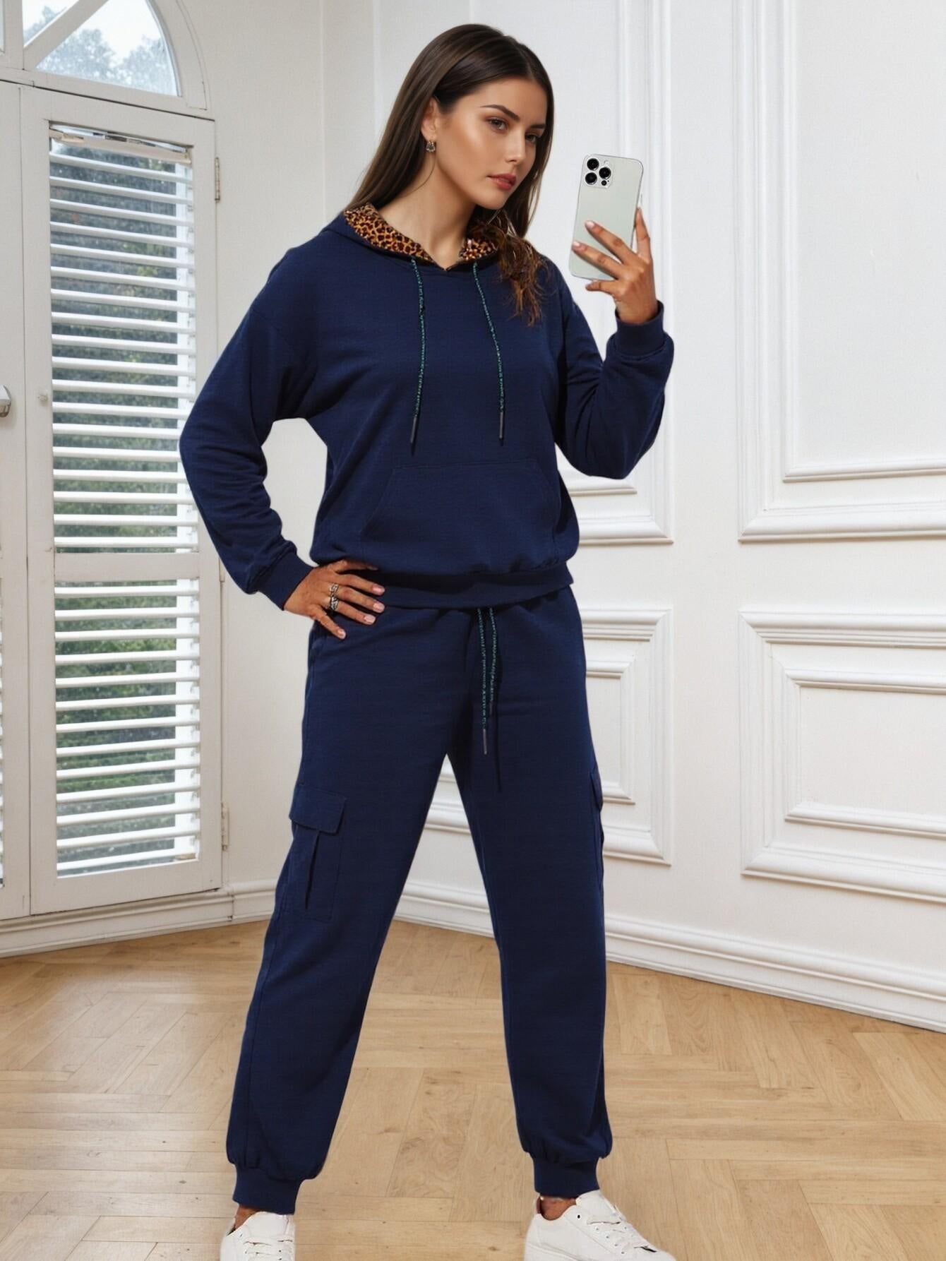 Women's Hoodie Set With Lantern Pants Casual Chic Outfit