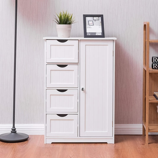 Elegant White Bathroom Storage Cabinet with Drawers for Organization