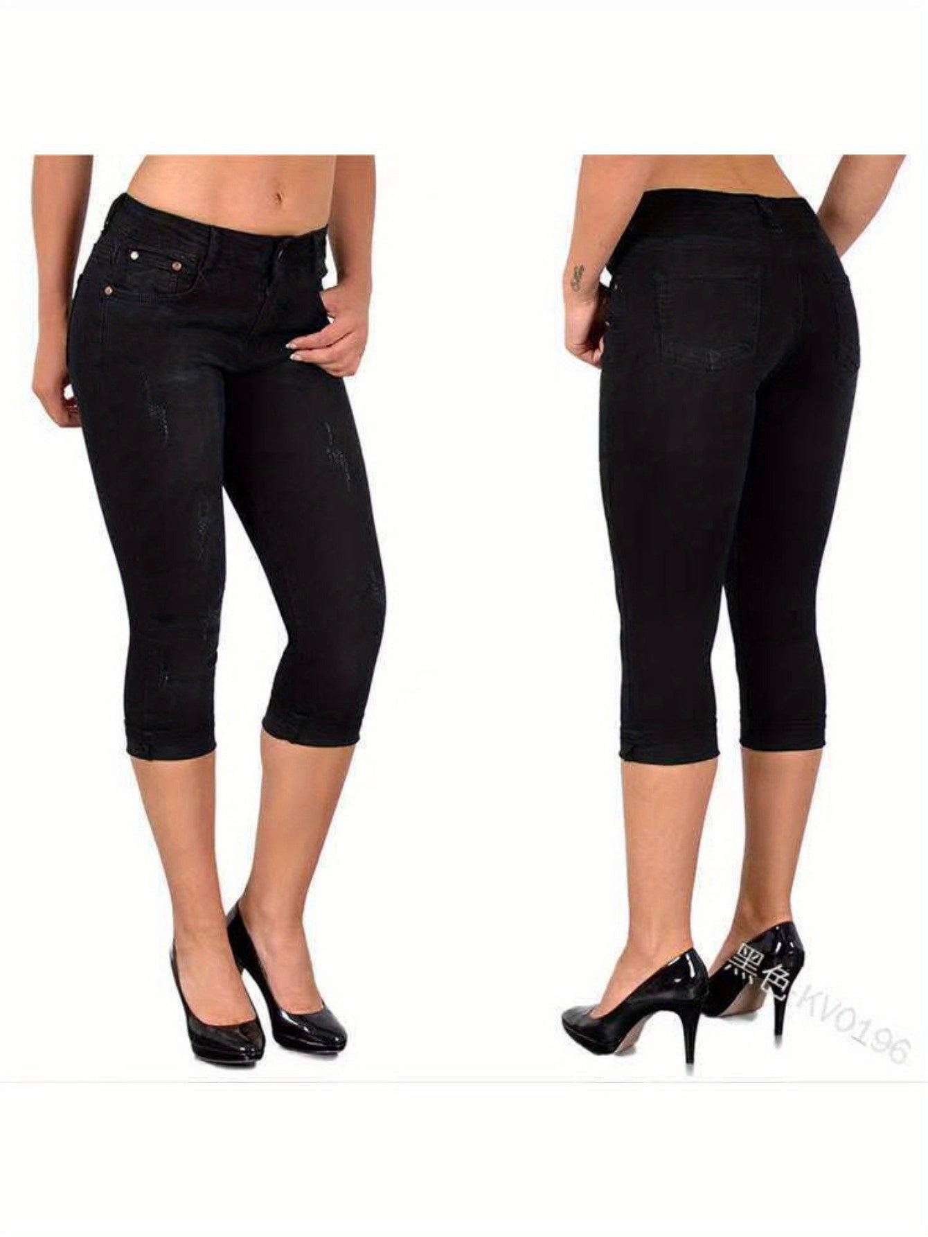 Women's Stretch Skinny Capri Jeans for Casual Summer Style