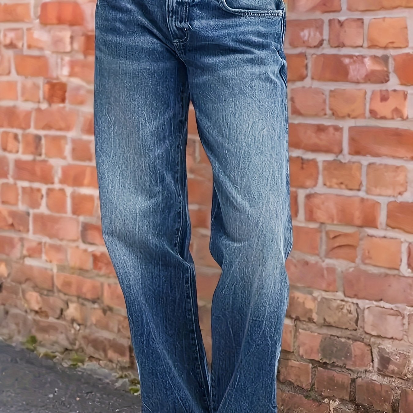 HME Patchwork Straight Leg Denim Pants For All Seasons