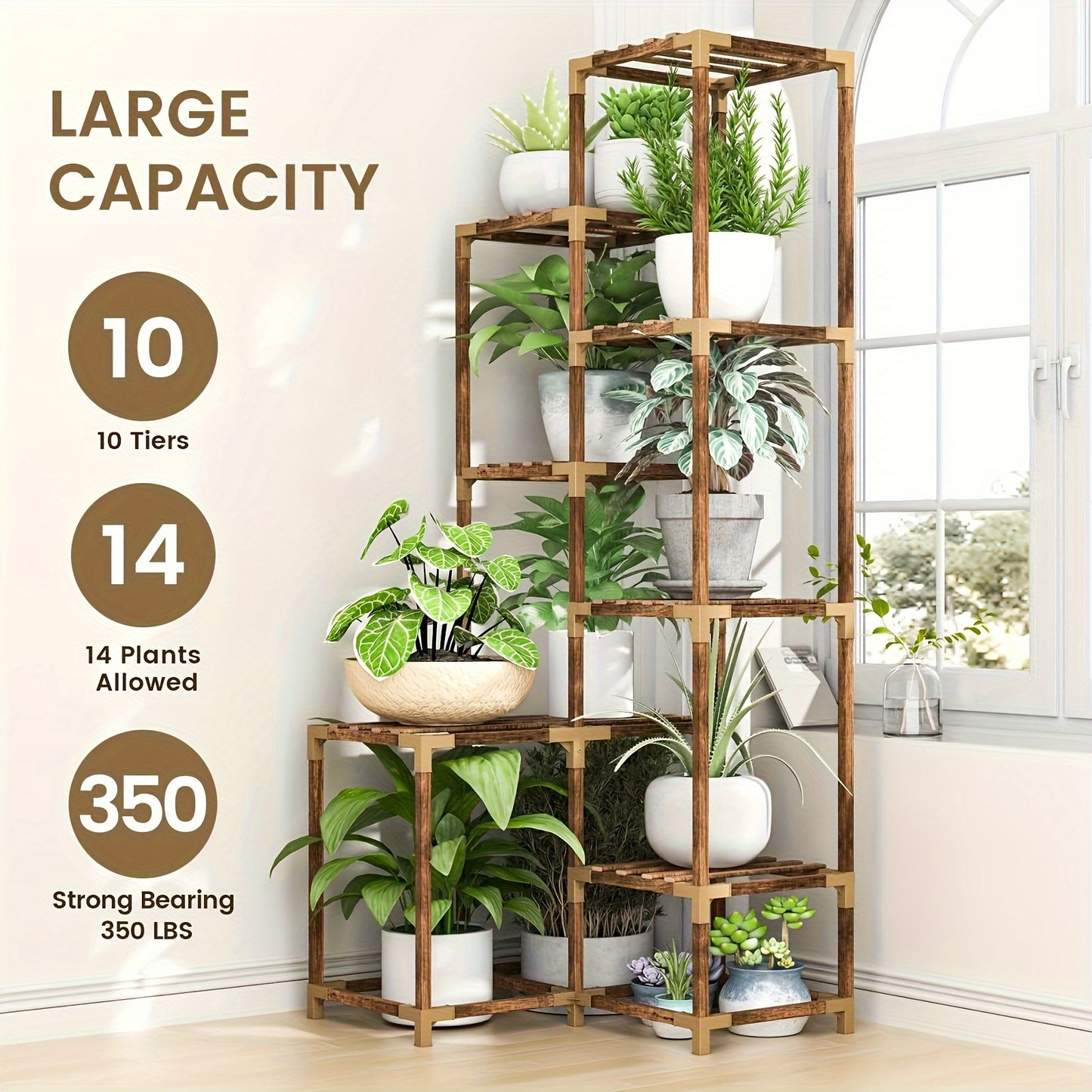 Multi-Tiered Wooden Plant Stand for Indoor and Outdoor Decor