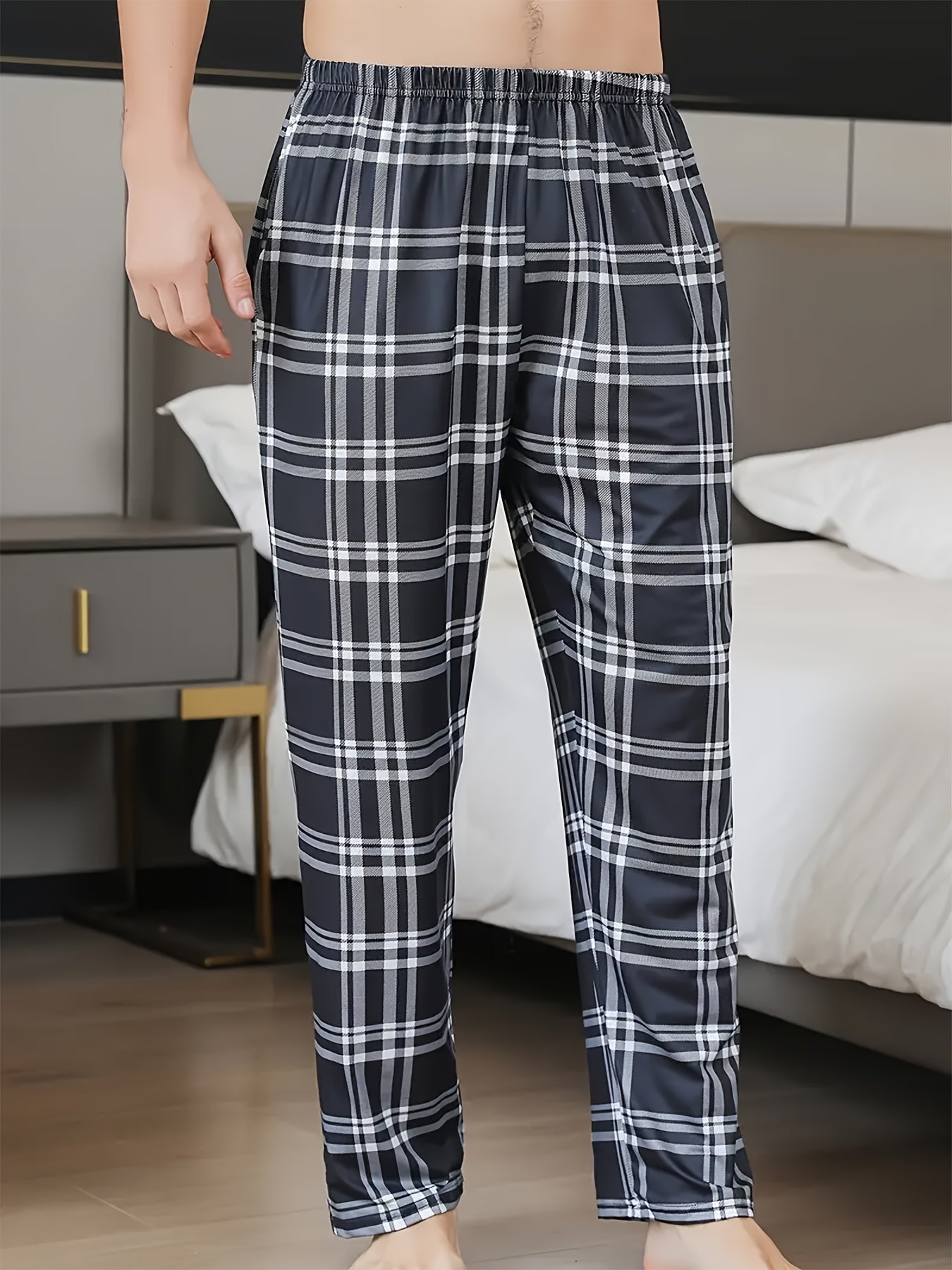 Men's 4 Pairs Plaid Lounge Pants Set for All Seasons
