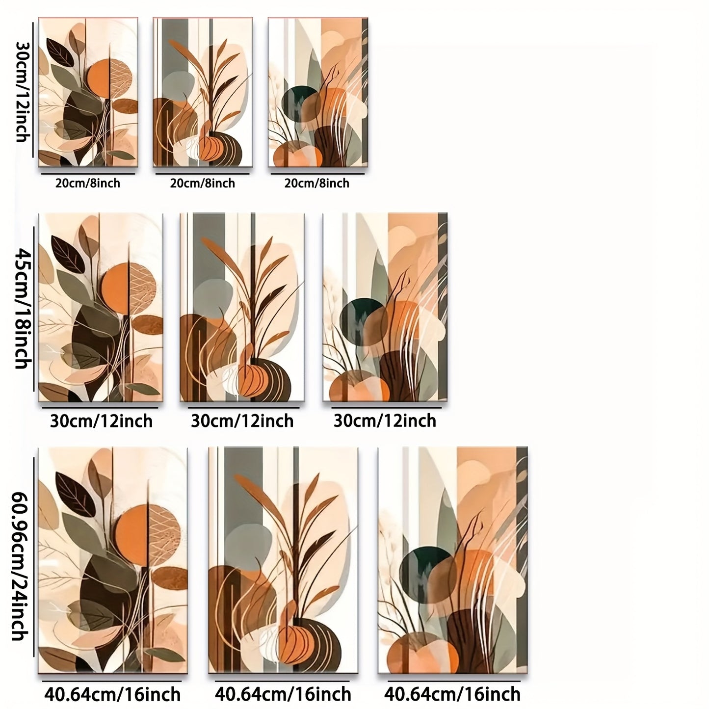 Wooden Framed Abstract Geometric Wall Art Set for Home Decor