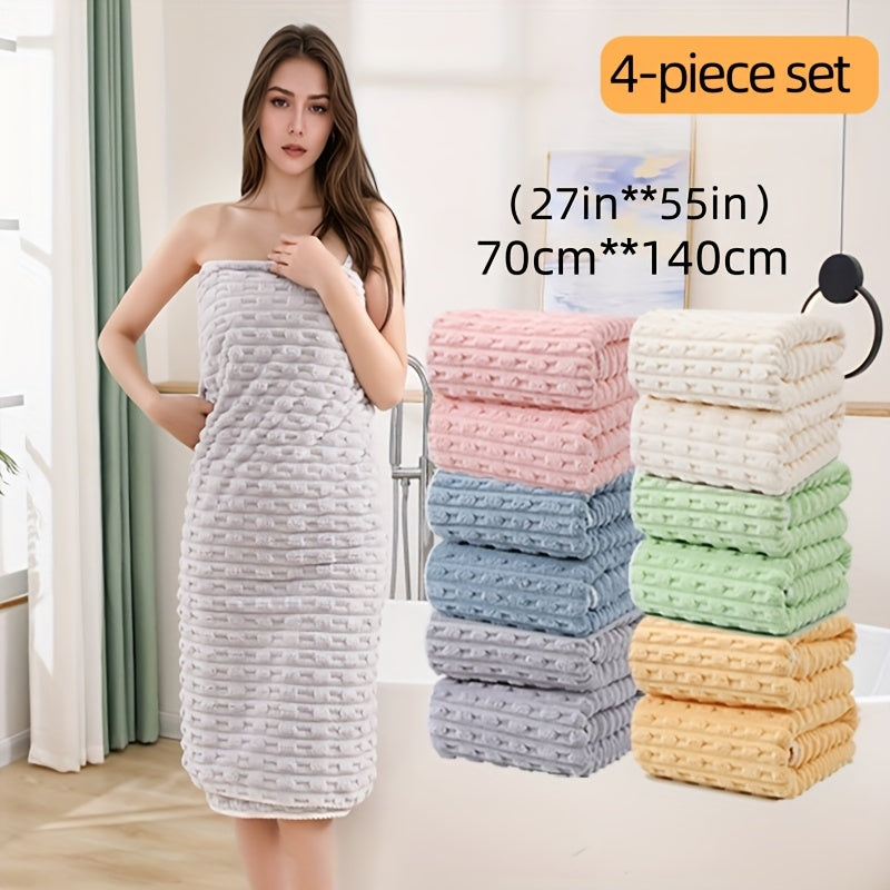 Super Soft Quick-Dry Waffle Weave Bath Towels - 4 Pack