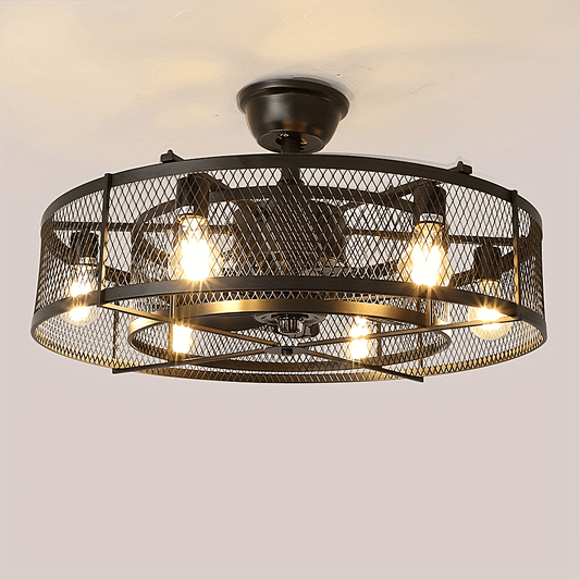 Industrial Ceiling Fan with Light and Remote Control for Spaces