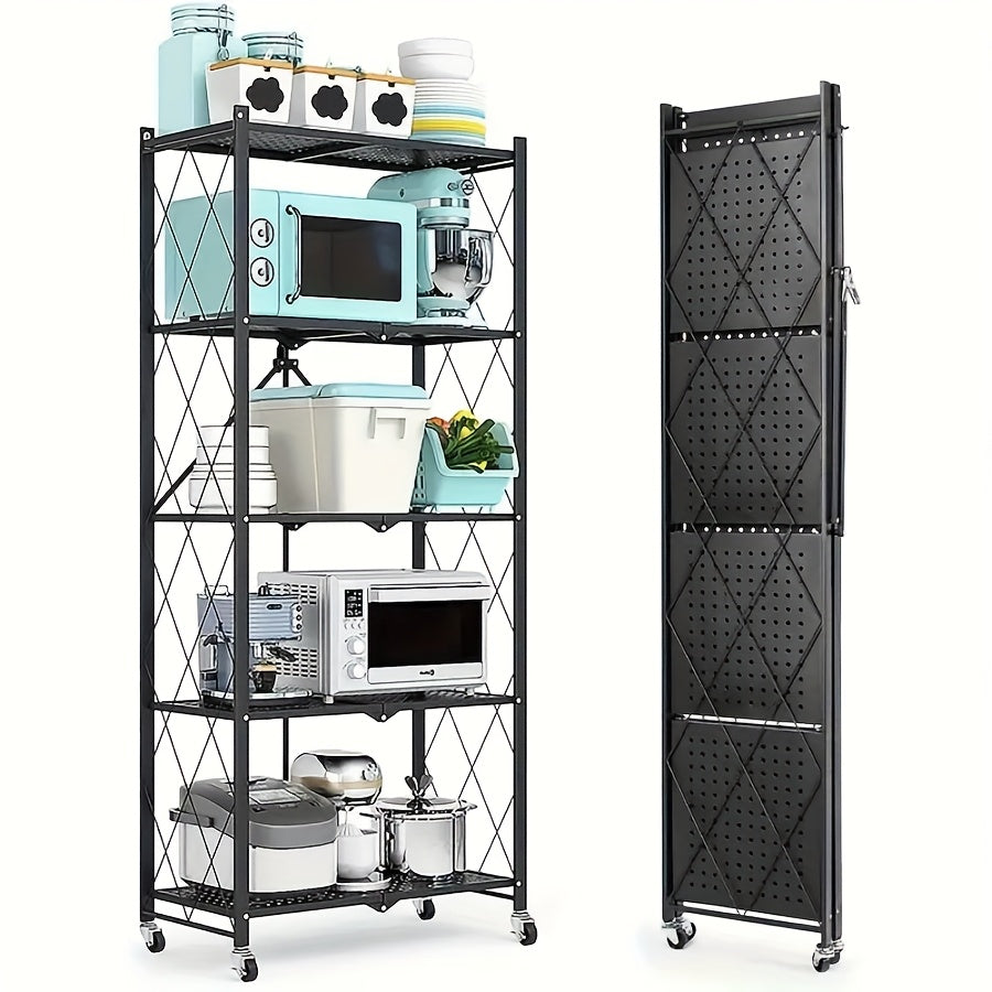 Metal Storage Rack with Wheels for Home and Office Organization