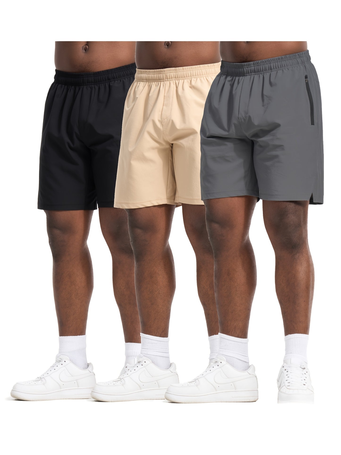Quick Dry Athletic Shorts For Men With Zipper Pockets