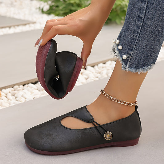 Lightweight PU Mary Jane Flats All Season Slip On Women