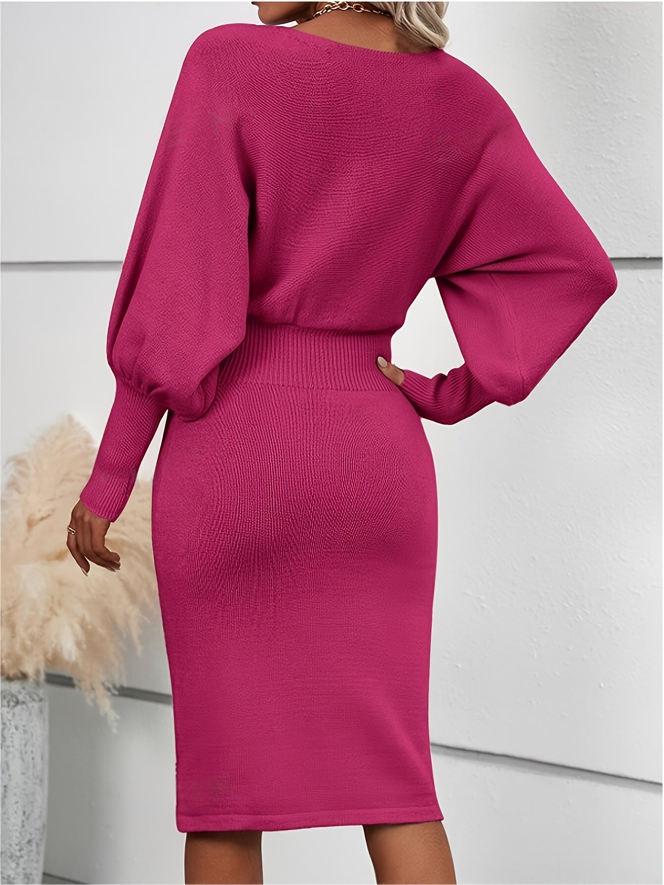 Elegant Womens Sweater Dress Long Sleeve Slim Fit Office