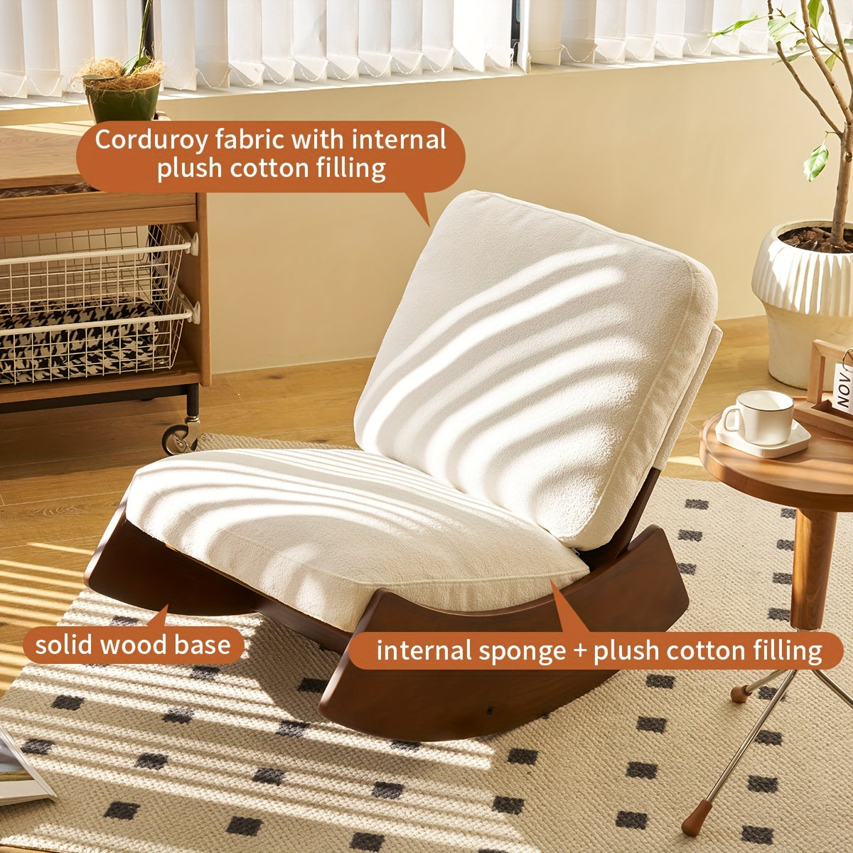 Solid Wood Frame Glider Rocking Chair Upholstered Reading