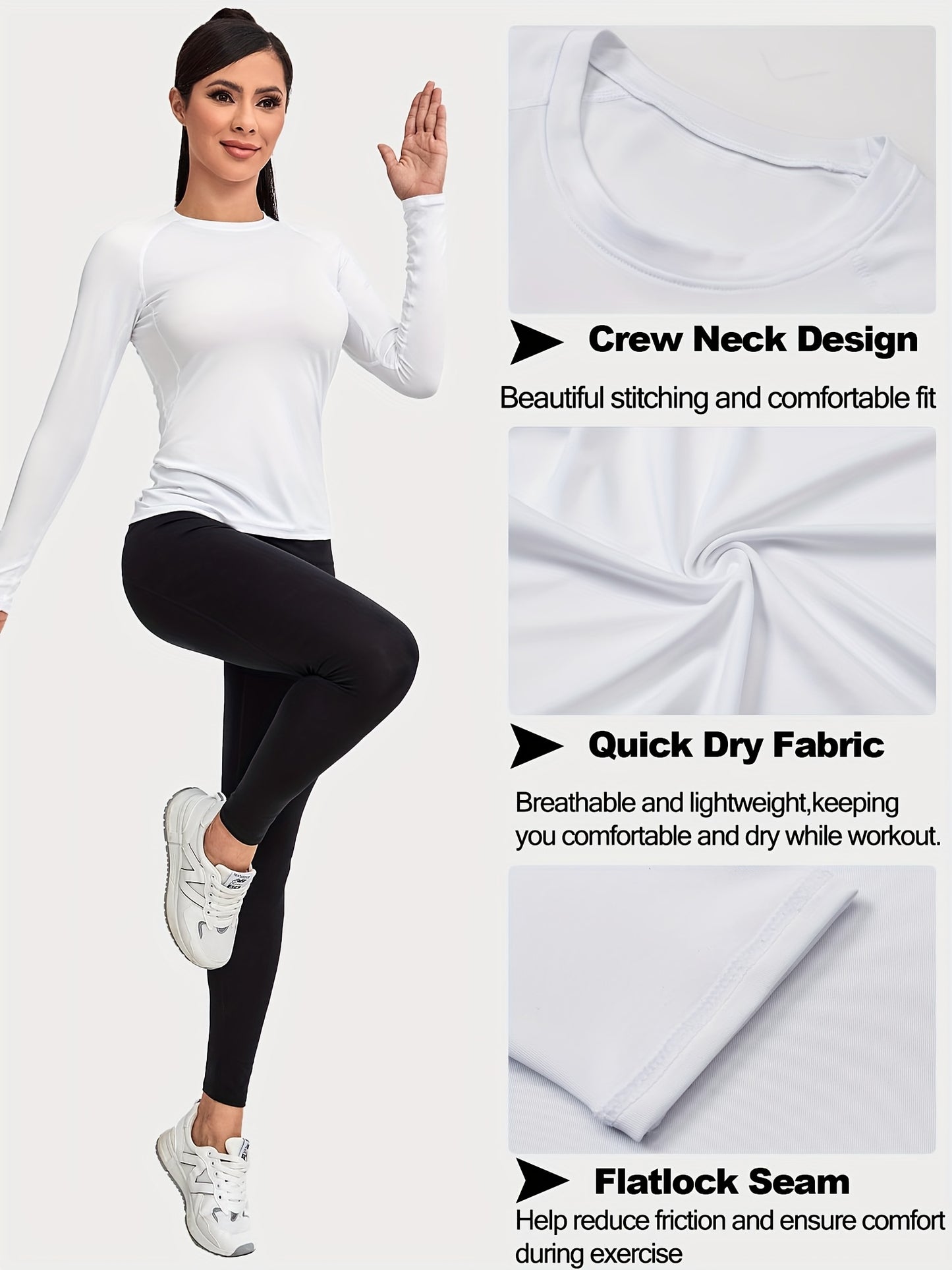 KINGLAMAN Women's Performance Compression Long Sleeve Tops