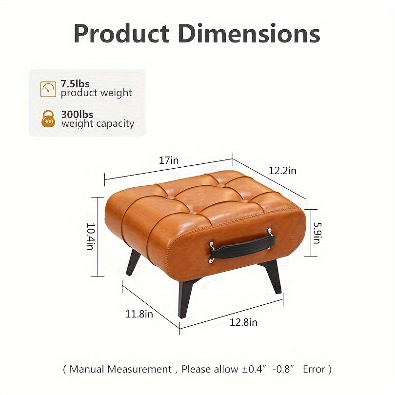 Stylish Leather Stool Oil Wax Finish Low Footstool Pro