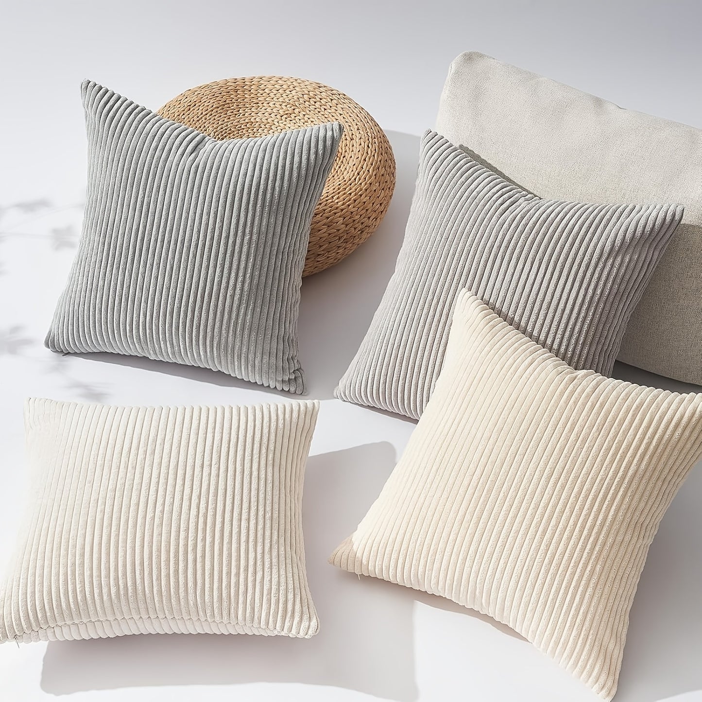 Bocwre Bohemian Corduroy Pillow Covers 4pc Zipper Washable