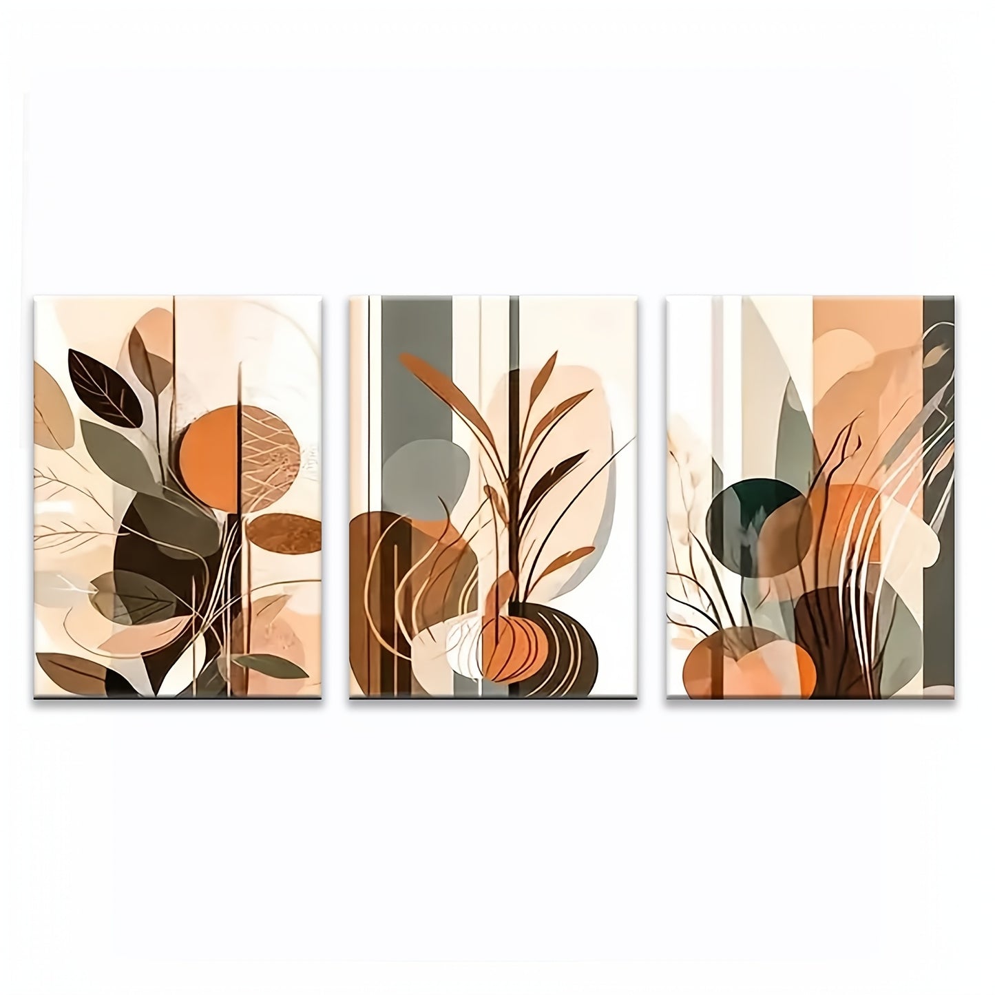 Wooden Framed Abstract Geometric Wall Art Set for Home Decor