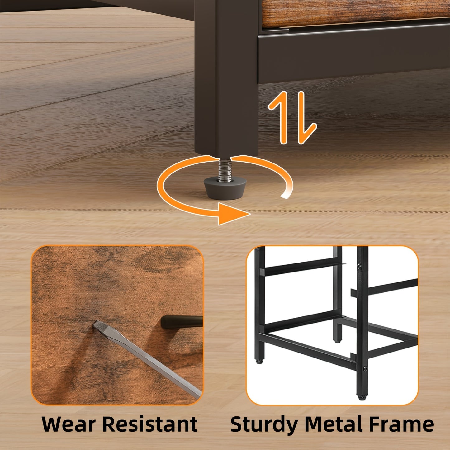 WHONLINE Night Stand with Charging Station and Fabric Drawers