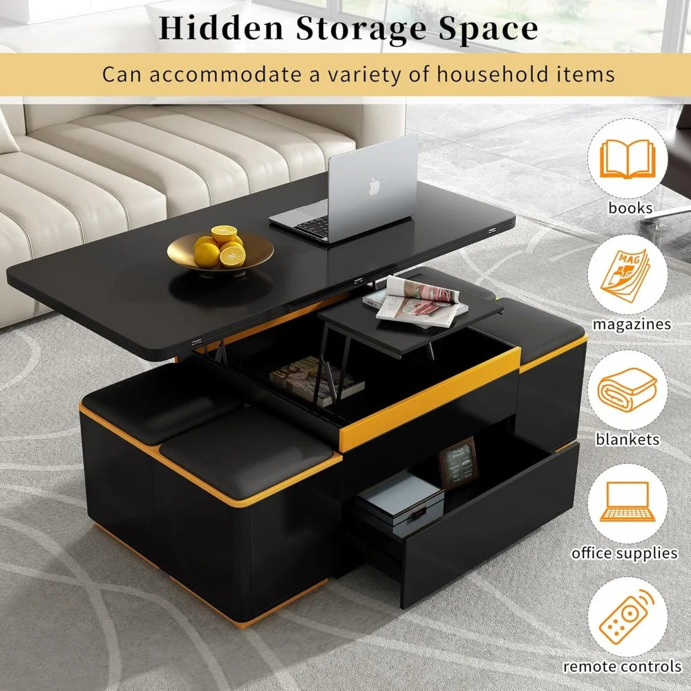 MKDK Lift Top Coffee Table Foldable Top Storage Ottomans