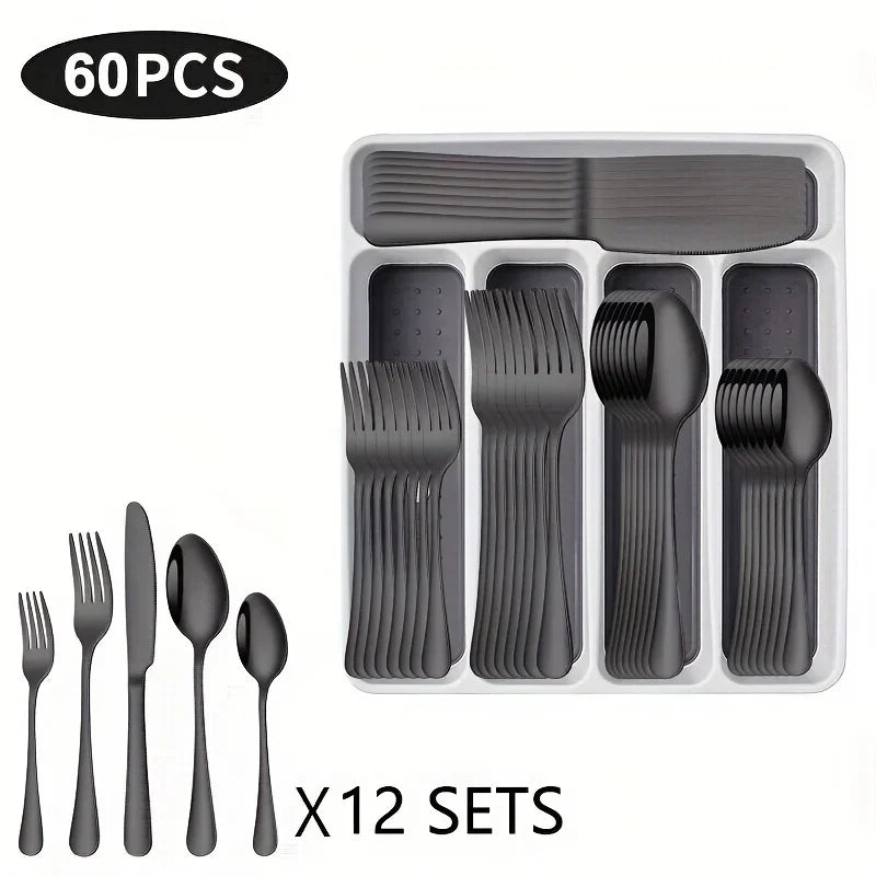 Hign-concerned Cutlery Set 60 Pieces Drawer Dishwasher Safe