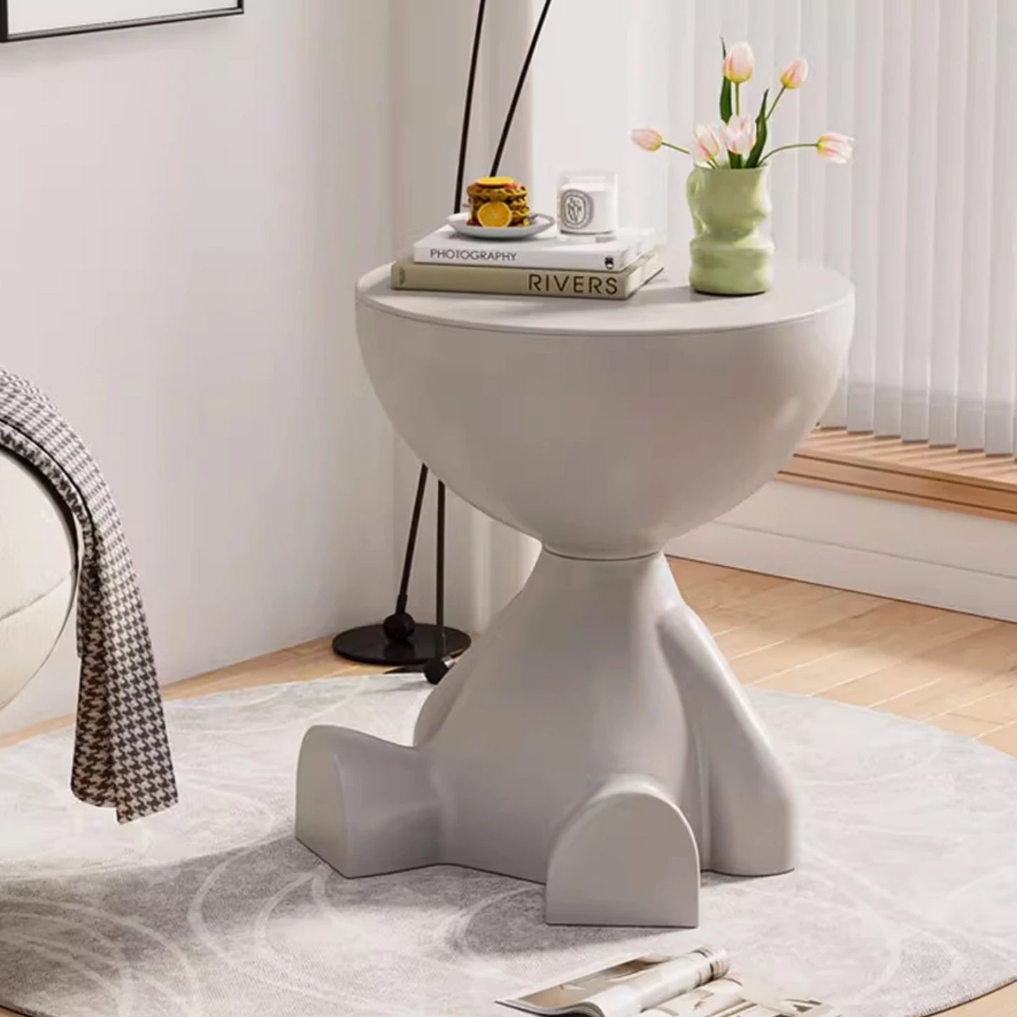 Wedyvko Coffee Table Modern Round Matte Finish Storage