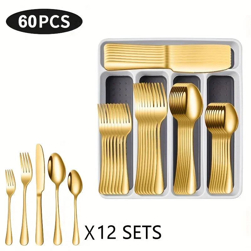 Hign-concerned Cutlery Set 60 Pieces Drawer Dishwasher Safe
