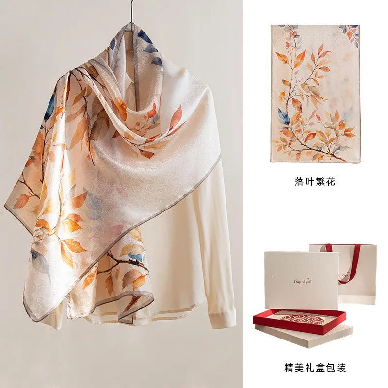 DayAprilCN Mulberry Silk Scarf Shawl For Women Elegant