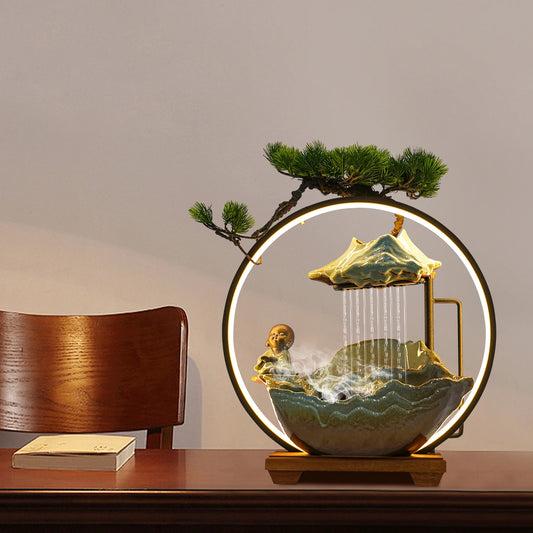 Bymaocar Modern Ceramic Wood Tabletop Water Fountain